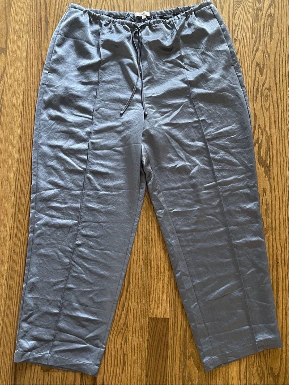 Madewell Slate Blue Straight-Leg Drawstring Pants
